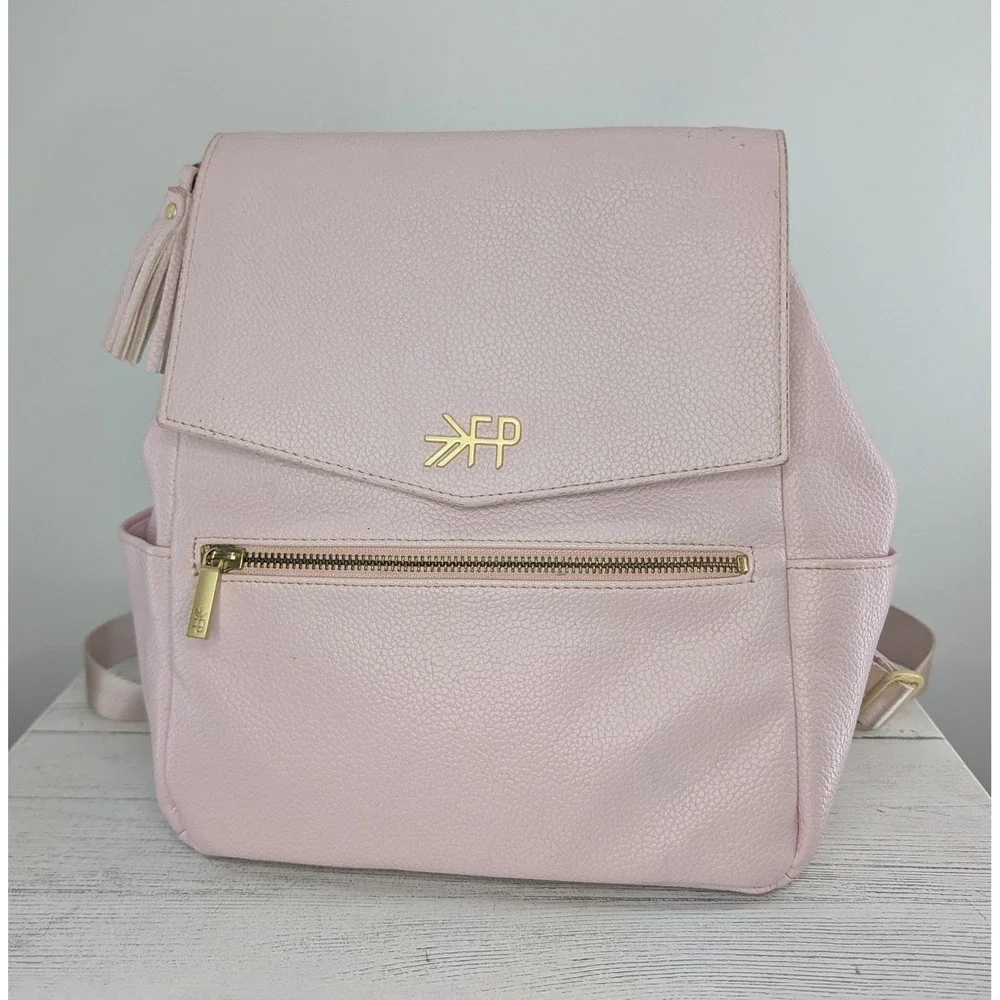 Freshly Picked Classic Diaper Bag Backpack Blush Pink Vegan Leather GoldHardware